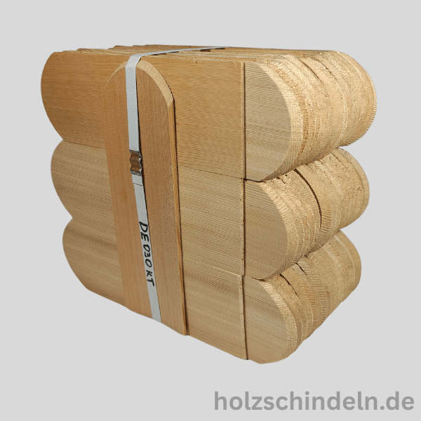 Lärchenschindeln gesägt 30x10 cm Rund gefast